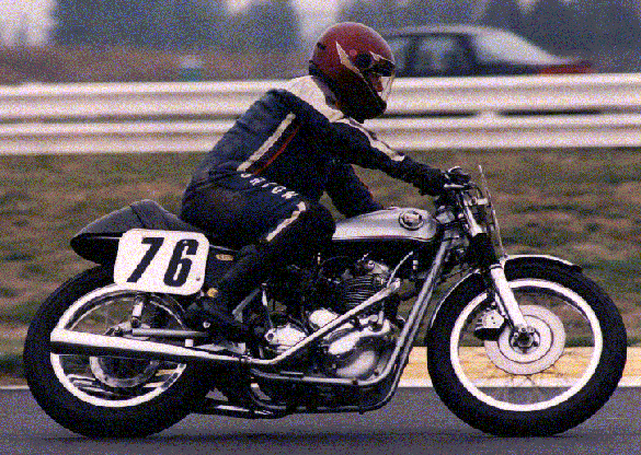 Another picture of Les on race bike