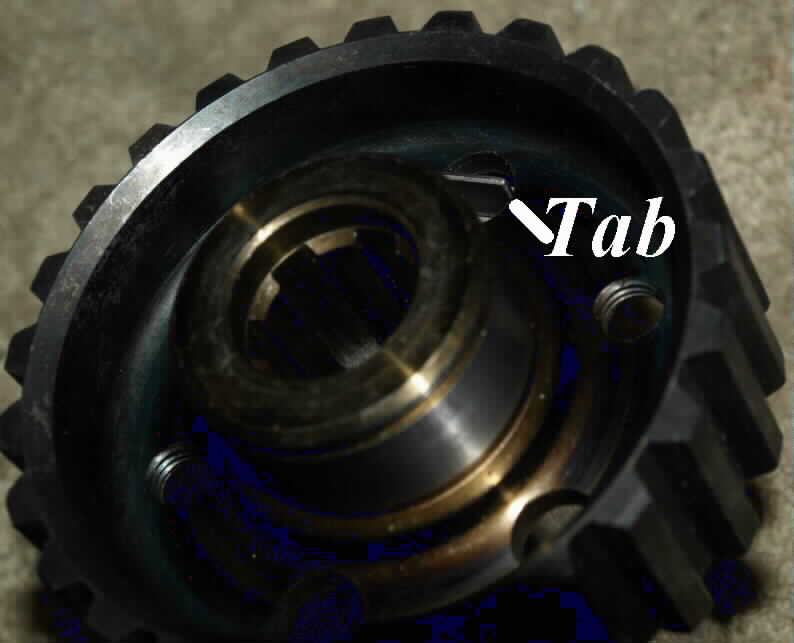 The tab sticking through the clutch center.