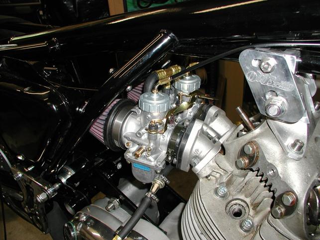 Carbs mounted to a Commando